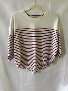 Vineyard Vines Women's Striped 3/4 Sleeve Tee in Red, White, and Blue